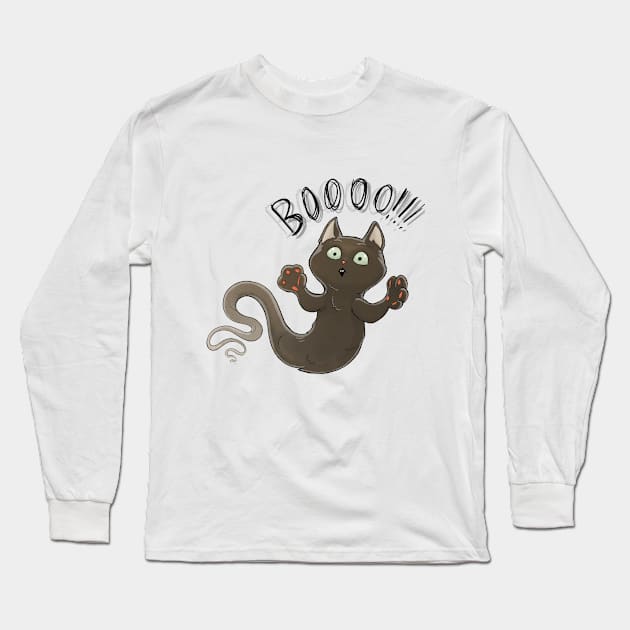 Ghost cat scares you Long Sleeve T-Shirt by Whoana Keli